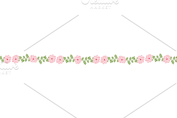 Pink flower border, floral divider  in Illustrations - product preview 2