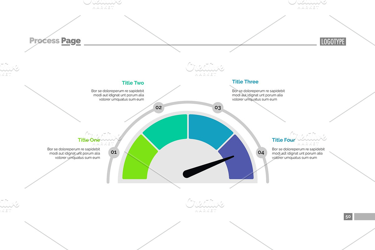 Half pie chart slide template in Textures - product preview 8