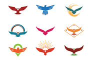 9 Eagle Hawk Falcon Logo Template