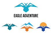 4 Eagle Bird Wings in Mountain Logo