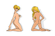 4 Nude silhouettes of girls in spa