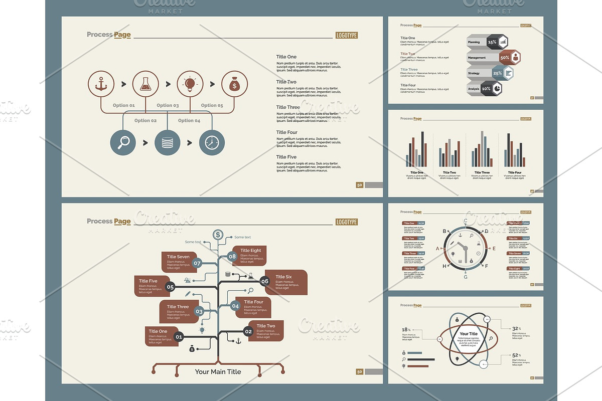 Six Logistics Diagrams Slide Templates Set in Illustrations - product preview 8