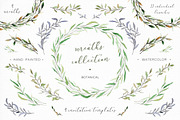 Watercolor wreaths and branches