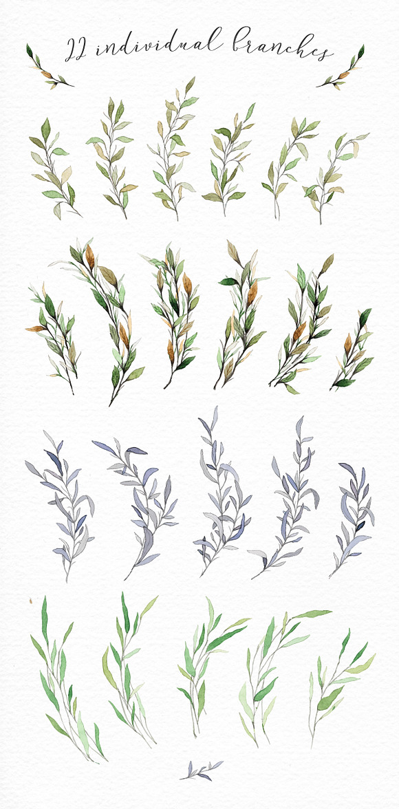 Watercolor wreaths and branches in Illustrations - product preview 2