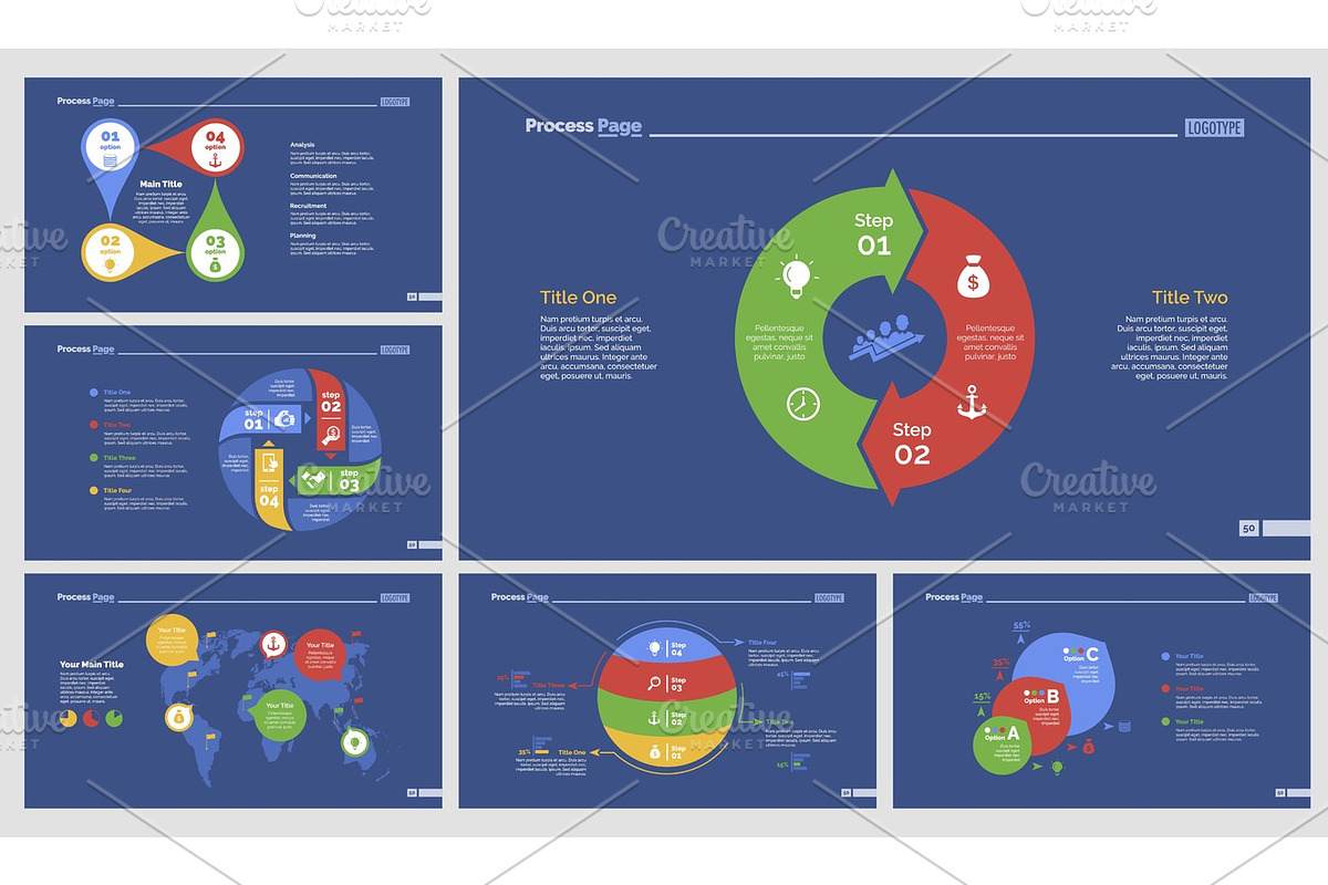 Six Logistics Slide Templates Set in Illustrations - product preview 8