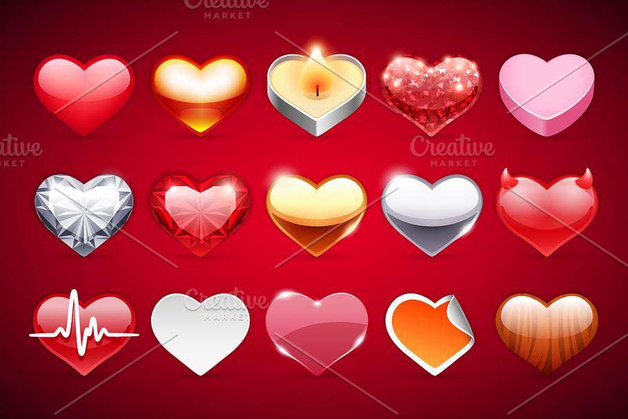 Vector Icons Hearts Set in Heart Icons - product preview 8