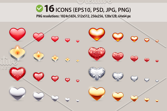Vector Icons Hearts Set in Heart Icons - product preview 1
