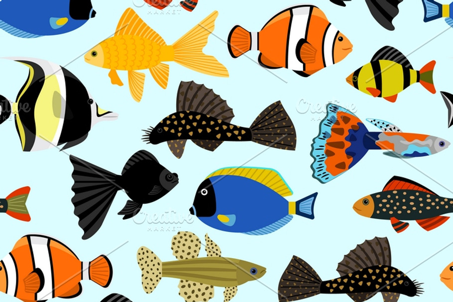 Fishes seamless pattern in Patterns - product preview 8