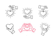 Lined hand love signs