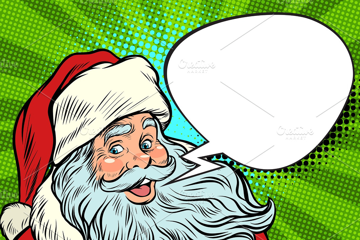 Santa Claus cartoon bubble, Christmas greeting in Illustrations - product preview 8