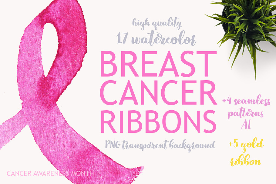 Vector watercolor ribbons cancer. in Illustrations - product preview 8