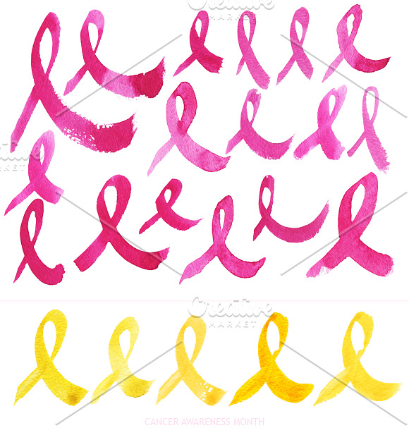 Vector watercolor ribbons cancer. in Illustrations - product preview 5