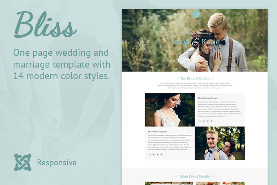 Bliss Joomla Wedding Template in Landing Page Templates - product preview 8
