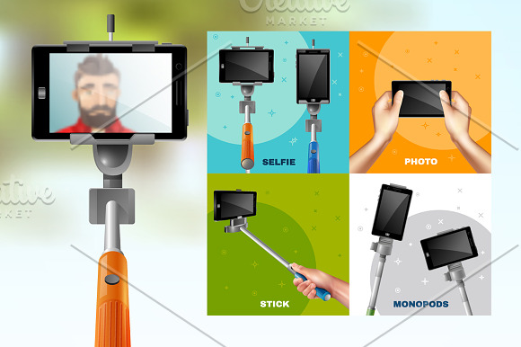 Selfie Sticks Set in Objects - product preview 1