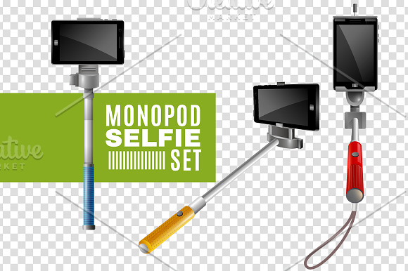 Selfie Sticks Set in Objects - product preview 2