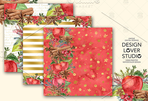 Watercolor Apple Cinnamon DP pack in Patterns - product preview 1