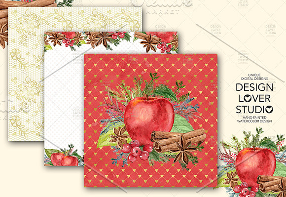 Watercolor Apple Cinnamon DP pack in Patterns - product preview 4