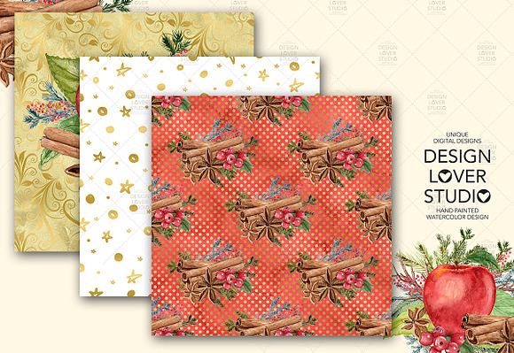Watercolor Apple Cinnamon DP pack in Patterns - product preview 5