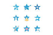 Set of star logo combination. Leader and celebrate symbol or icon. Unique achievement and luxury logotype design template.