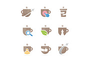 Set of coffee logo combination. Drink and tea symbol or icon. Unique organic cup and mug logotype design template.