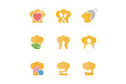 Set of chef hat logo combination. Kitchen and cooking symbol or icon. Unique bakery and restaurant logotype design template.
