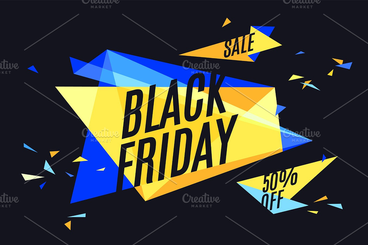 Colorful banner with text Black Friday in Objects - product preview 8