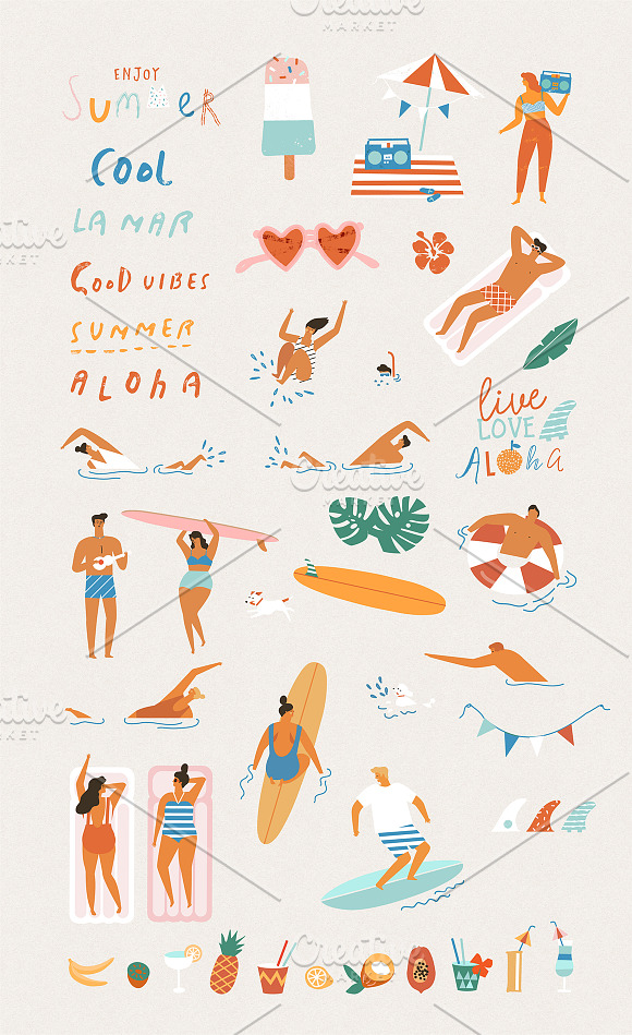 Best summer ever graphic set in Illustrations - product preview 8