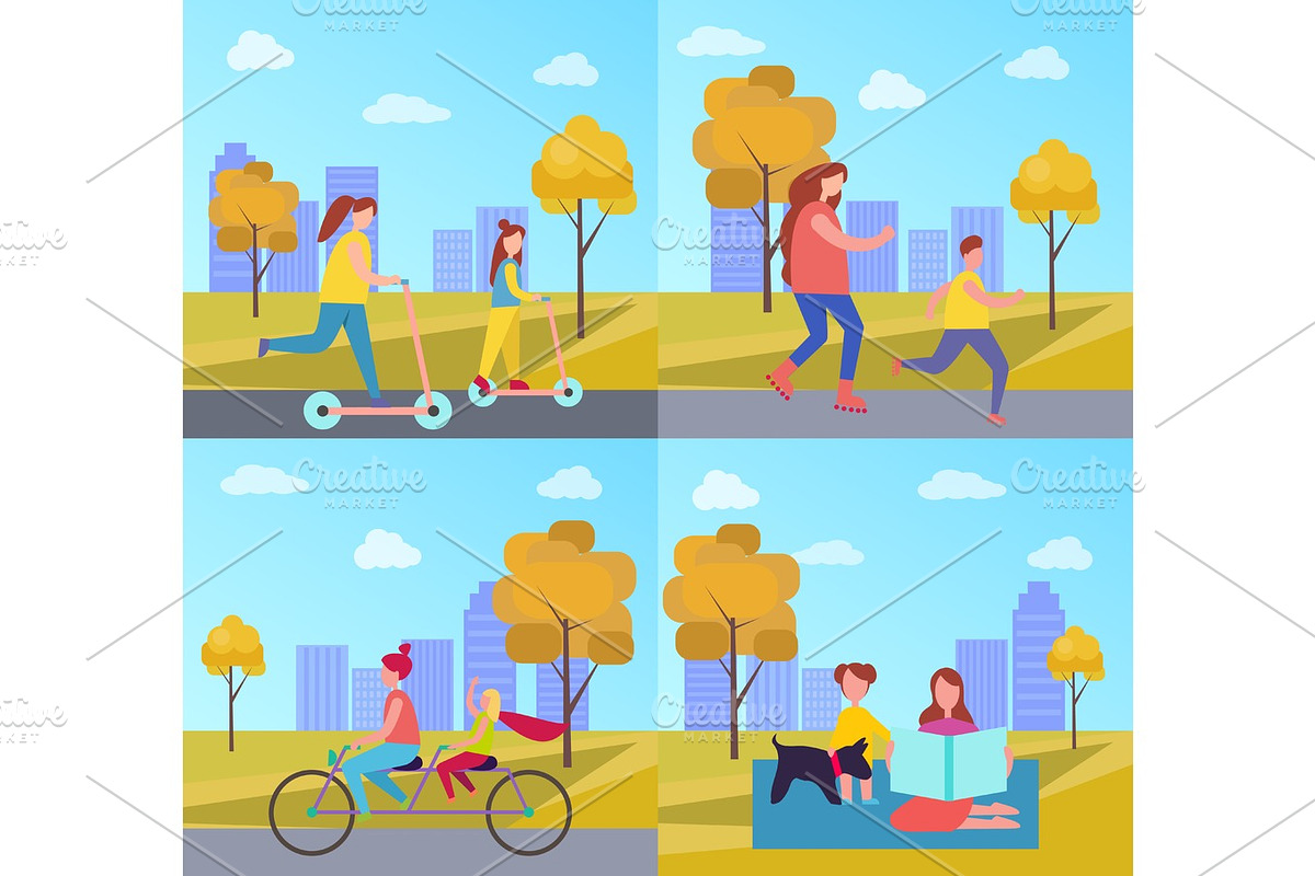 Family Activities in Park Vector Illustration in Illustrations - product preview 8