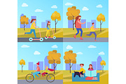 Family Activities in Park Vector Illustration
