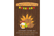 Octoberfest Poster with Barrels, Food and Beer