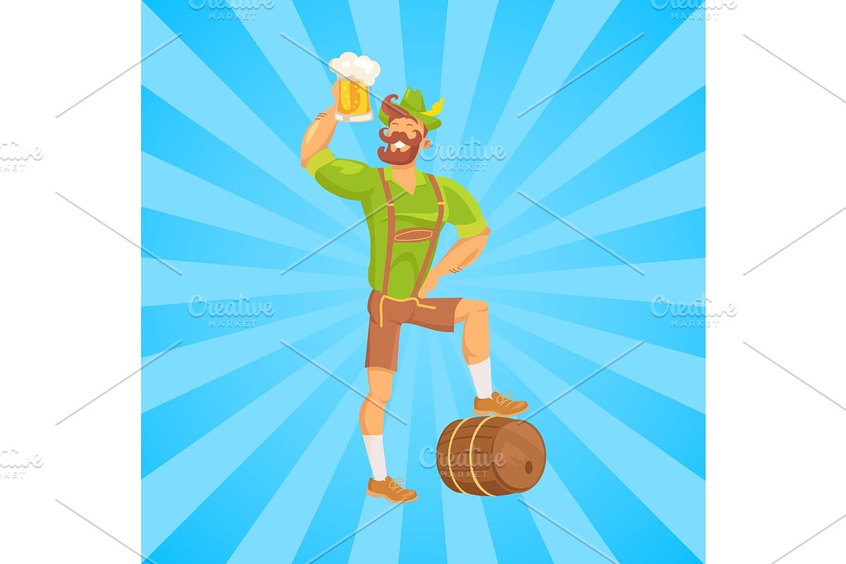 Bearded Man Drinking Beer Vector Illustration in Illustrations - product preview 8