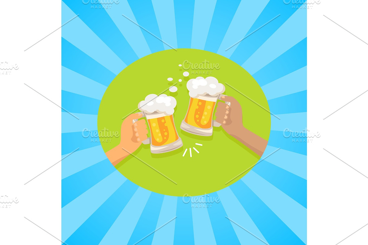 Lets have Beer Poster with Friends Holding Glasses in Illustrations - product preview 8