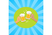 Lets have Beer Poster with Friends Holding Glasses