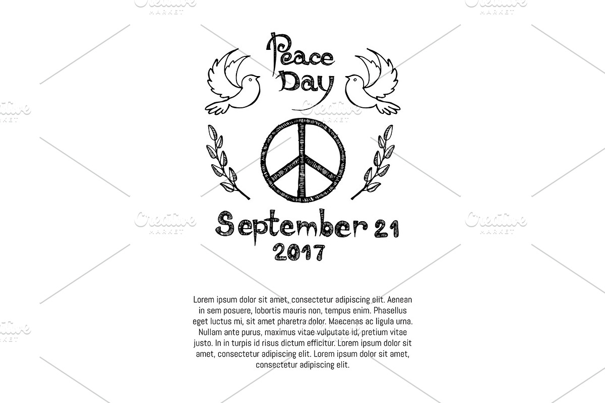 International Peace Day Poster Hippie Sign Icon in Objects - product preview 8