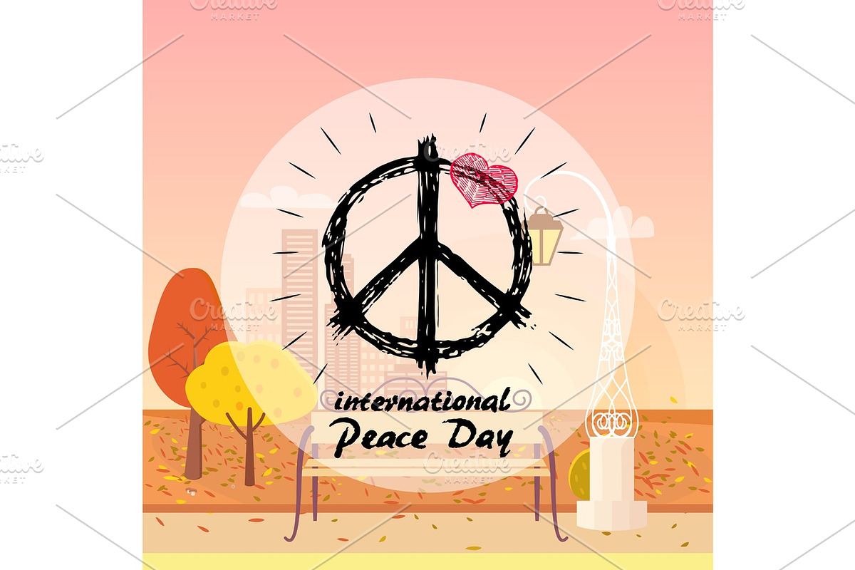 International Peace Day Logo with Hippie Sign Icon in Objects - product preview 8
