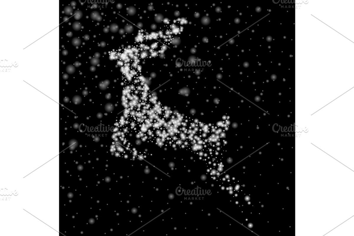 Deer of snowflakes particles. Christmas illustration. in Objects - product preview 8