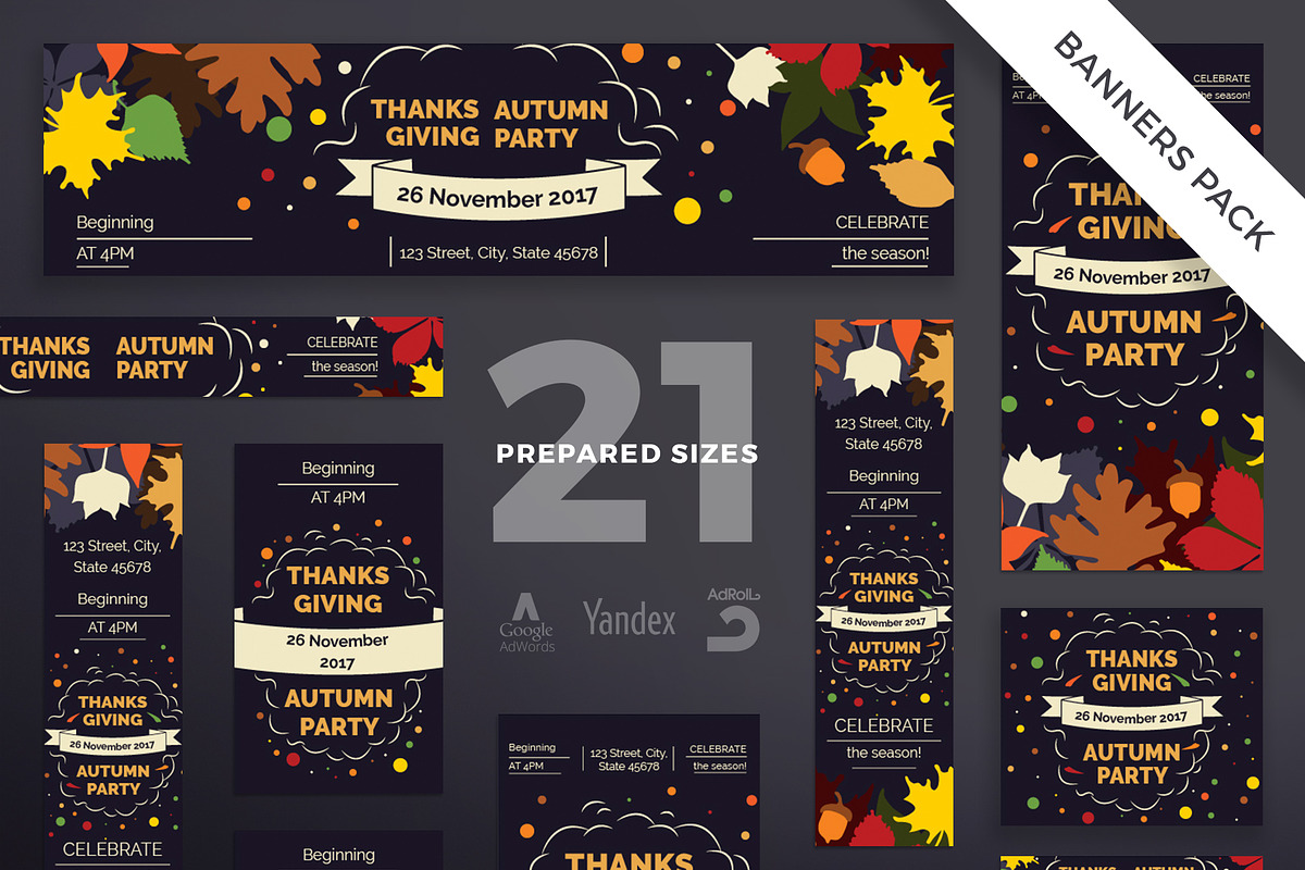 Banners Pack | Thanksgiving Party in Templates - product preview 8