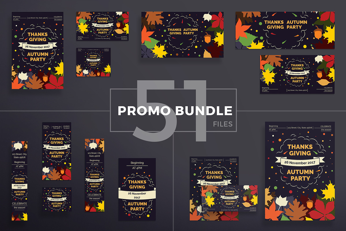 Promo Bundle | Thanksgiving Party in Templates - product preview 8