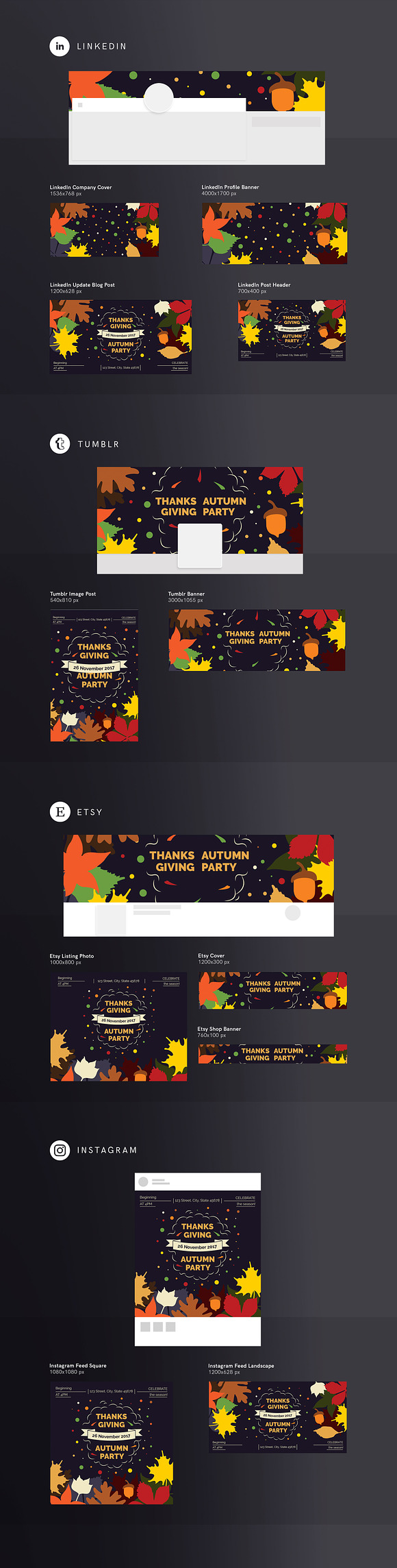 Promo Bundle | Thanksgiving Party in Templates - product preview 5