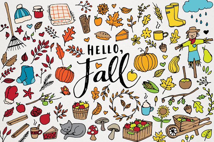 Hello Fall! Autumn 100+ Clipart Set | Custom-Designed Illustrations
