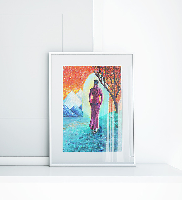 Girl on landscape background.  in Illustrations - product preview 1