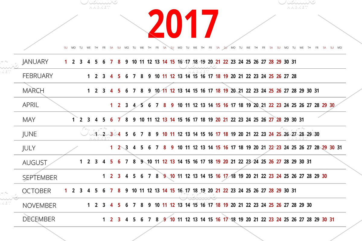 Planner Calendar Template 2017