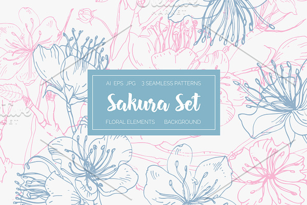 Seamless pattern,set with the sakura