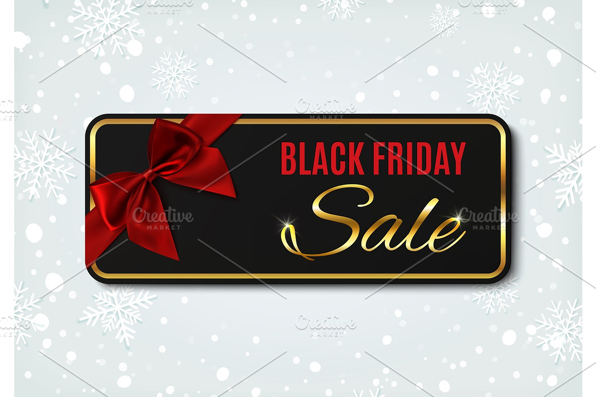 Black Friday sale banner with red ribbon and bow. in Objects - product preview 8