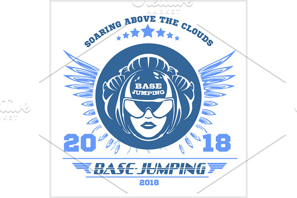 Wingsuit flying. Base-Jumping. Sport emblem