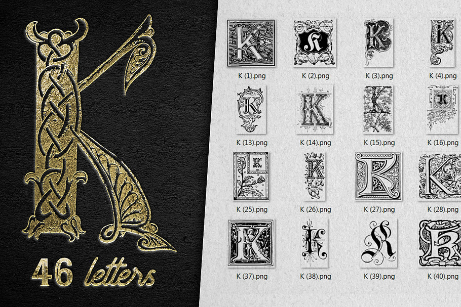Vintage Letter K Vector And PNG in Symbol Fonts - product preview 8