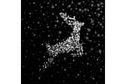 Christmas deer of snowflakes particles