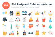 160 Flat Party and Celebration Icons