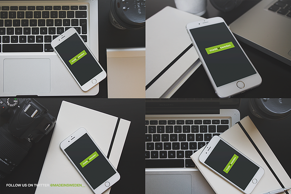 7 White on Black iPhone 6 Mock-Ups in Product Mockups - product preview 3