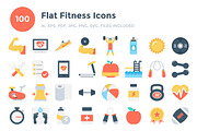 100 Flat Fitness Icons